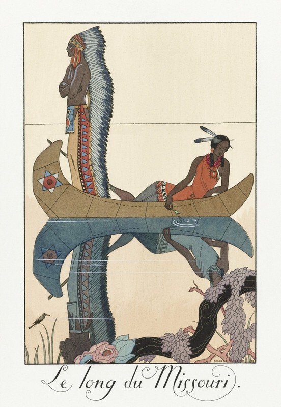 12251.Wall decor Poster.Room design.Barbier art.Deco fashion native Americans