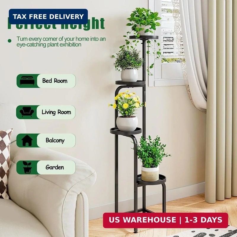 INGIORDAR Plant Stand Indoor Outdoor 4 Tier Metal Plant Shelf for Multiple Plant gallery
