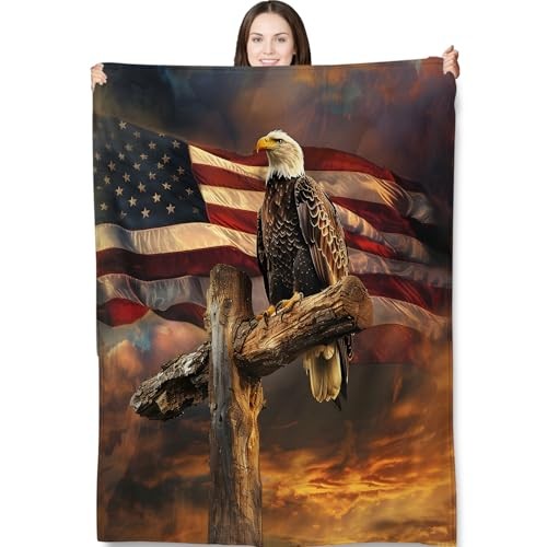 Throw Blanket for Adults Kids, 50x60 in, Bald 60"x50" American Eagle and Flag gallery
