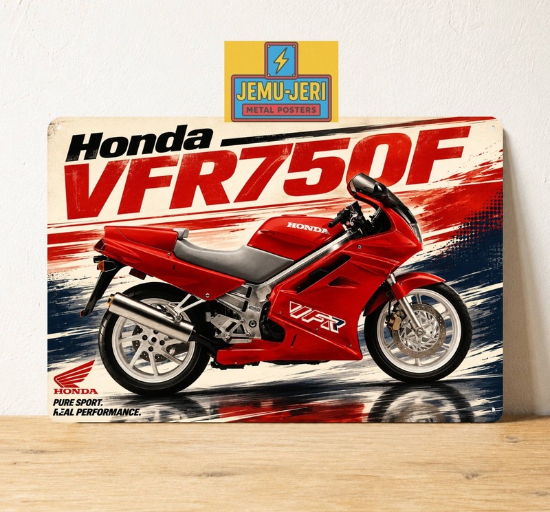 Honda VFR750F Classic Sport Motorcycle Metal Poster Tin Sign 20x30cm