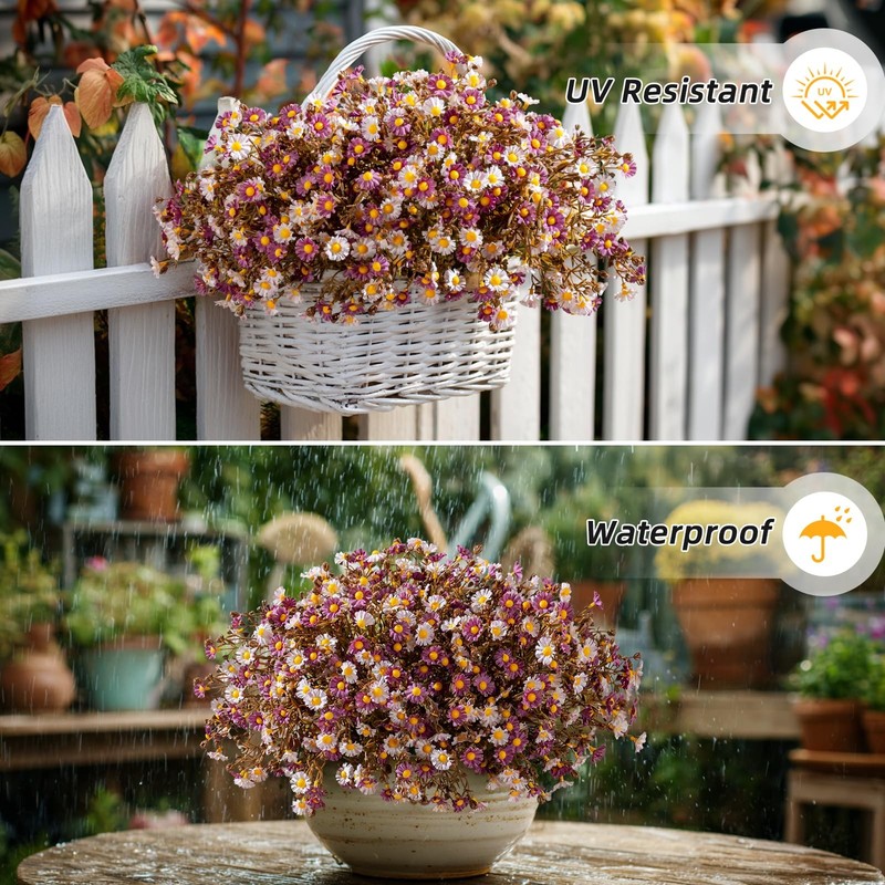 Artificial Daisy Flowers for Outdoor 16 Bundles Faux Daisy Flower UV Resistan... gallery