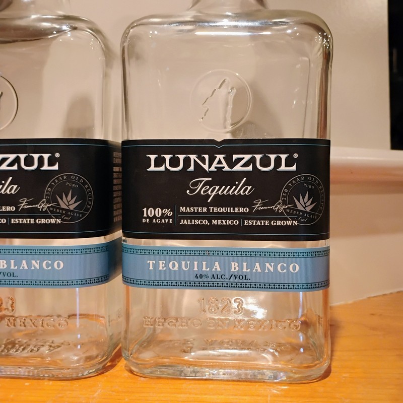 2 Bottles Lunazul Tequila Blanco Empty Bottles 1.75 L w/ Cork lid Hecho Mexico gallery