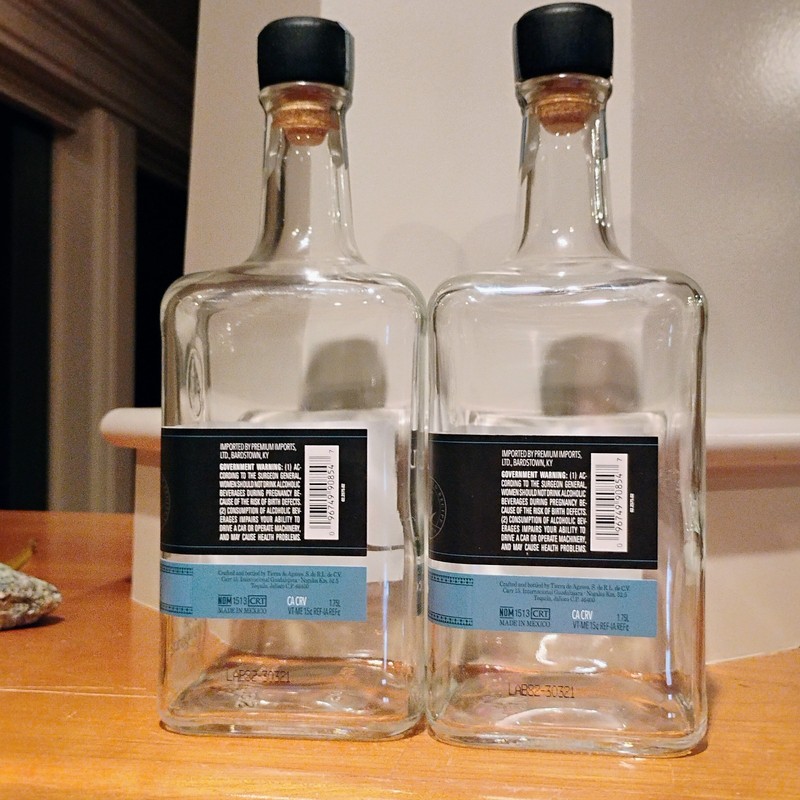 2 Bottles Lunazul Tequila Blanco Empty Bottles 1.75 L w/ Cork lid Hecho Mexico gallery