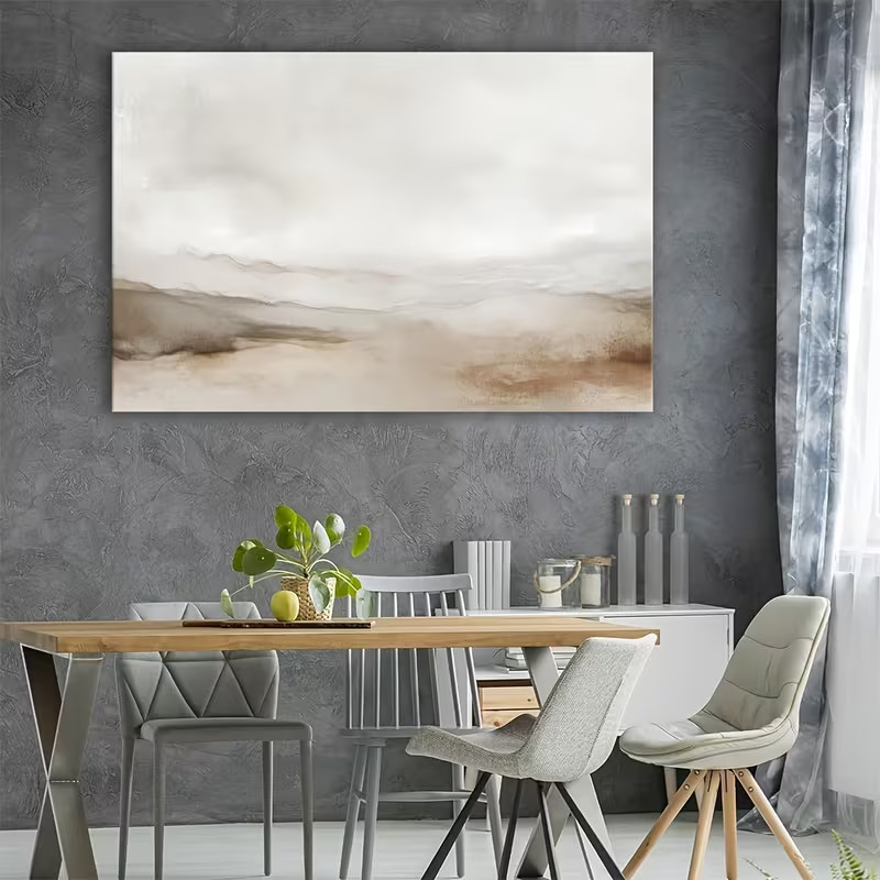 Neutral Abstract Landscape Wall Art Print, Beige Brown Minimalist Modern Decor gallery