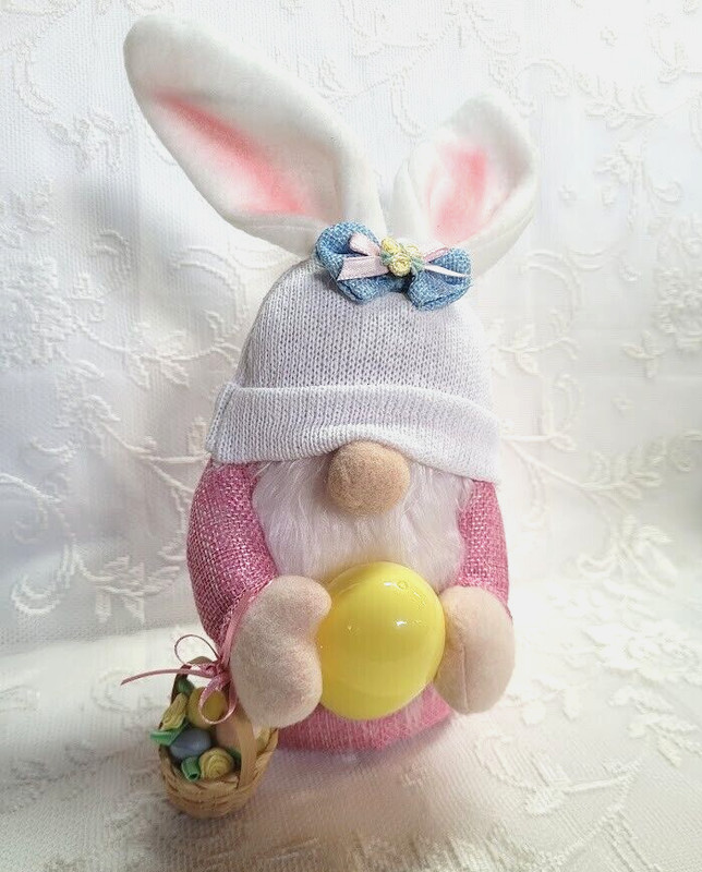 LAST TWO! Easter Bunny Gnomes Set of 2 Handmade Plush 11" New w/Spring Baskets gallery