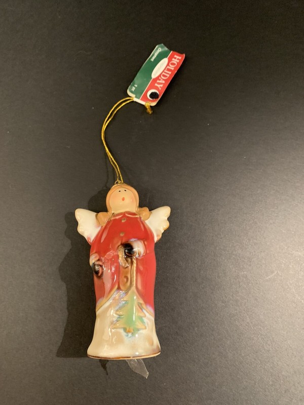 Red Angel Christmas Ornament With Tree 4 Inches Tall gallery
