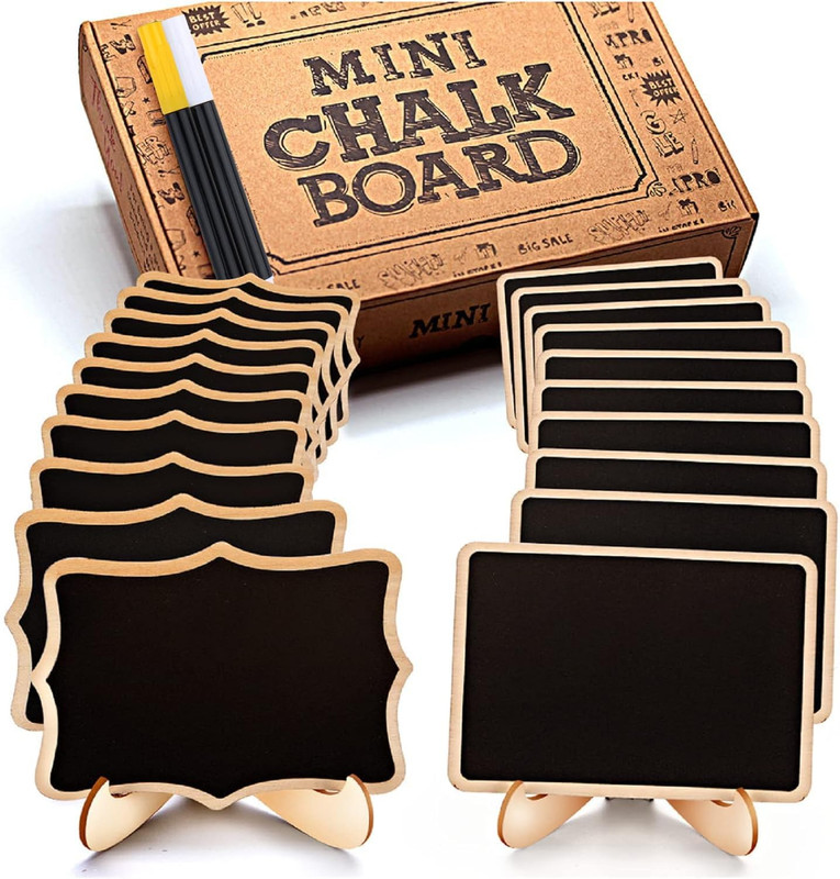 Mini Chalkboard Signs, 20 Pack Framed Small Chalk Board Food Labels with Easel S gallery