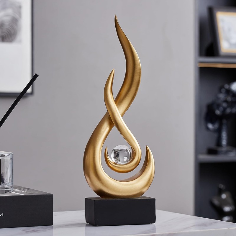 Gold Abstract Statue Sculpture Decorations, 11.61″ H Modern Sculptures Home