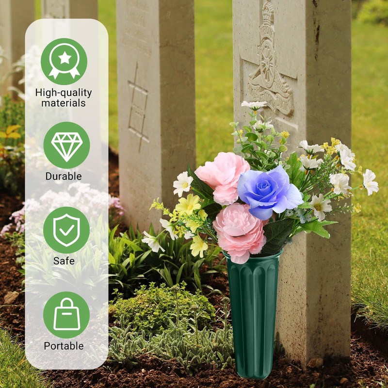 20 Pack Cemetery Vases with Spikes,Plastic Vases for Flowers,Grave Decoration... gallery