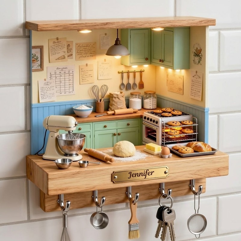 Personalized Baking Kitchen Key Holder, Custom Name Wall Hooks Home Decor Gift
