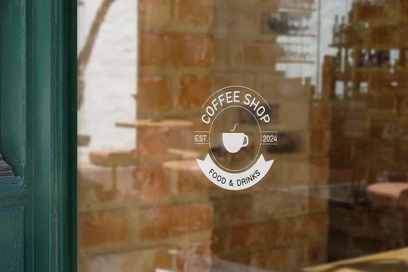 VΛ Custom Coffee Shop Window Decal Logo Sticker Business Sign Peel & Stick gallery