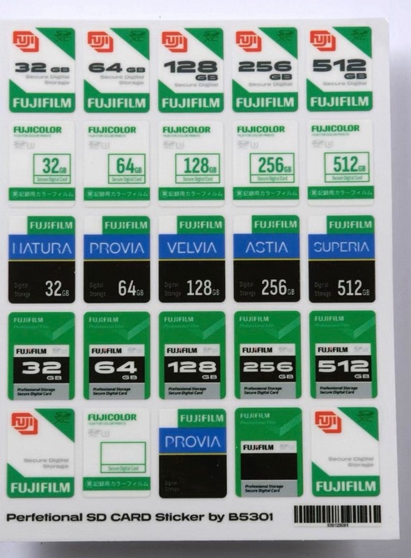 1 x Adhesive SD Card Sticker Decal Memos for Fujifilm Fuji Camera