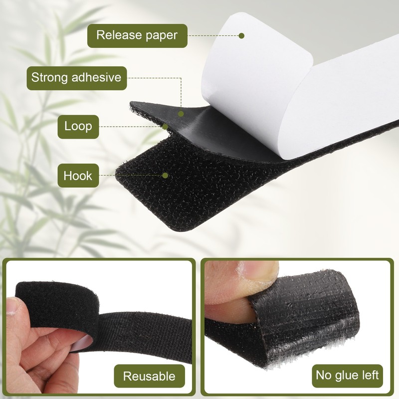 48set Hook and Loop Strips with Adhesive 1"x4" Hook and Loop Tape Sticky Black gallery