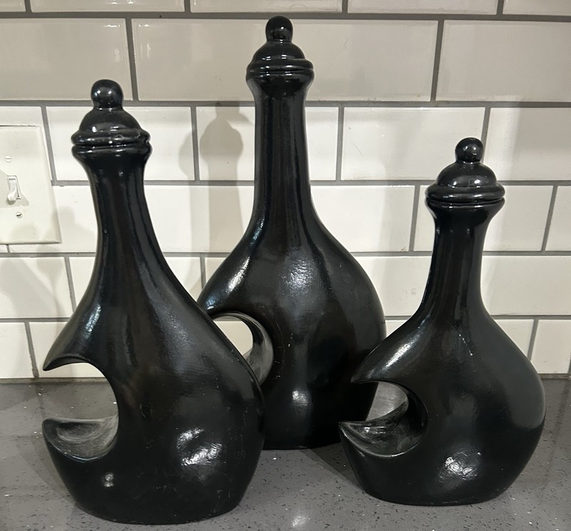 Set of 3 Celestial Sun & Moon Black Yellow Decorative Jars Pitchers Bottles gallery