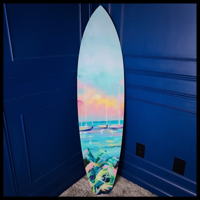 Notoriart Sailboat Surfboard 15″x60″ Acrylic Die-Cut Wall Art