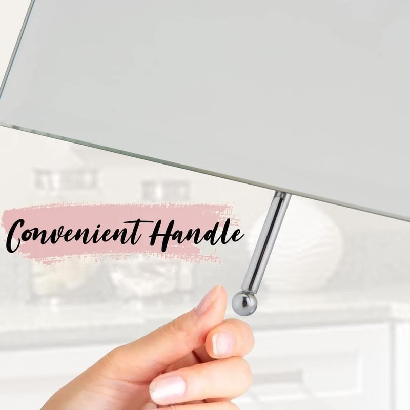 Frameless wall-mounted mirror for bathroom with extended swivel function gallery