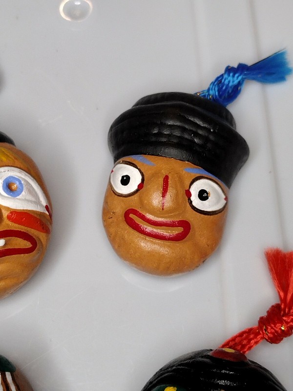 Korean Folk Art Clay Mask Ornament Wall Hanging Set Of 4 Vintage gallery