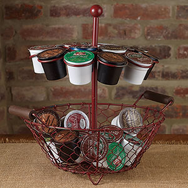 K Cup Storage Basket in Red metal – SALE
