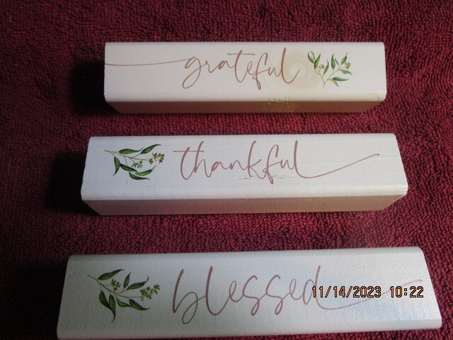 Wood Sign home decor plaque shelf sitting Thankful Grateful Blessed 6×1.5×1.5