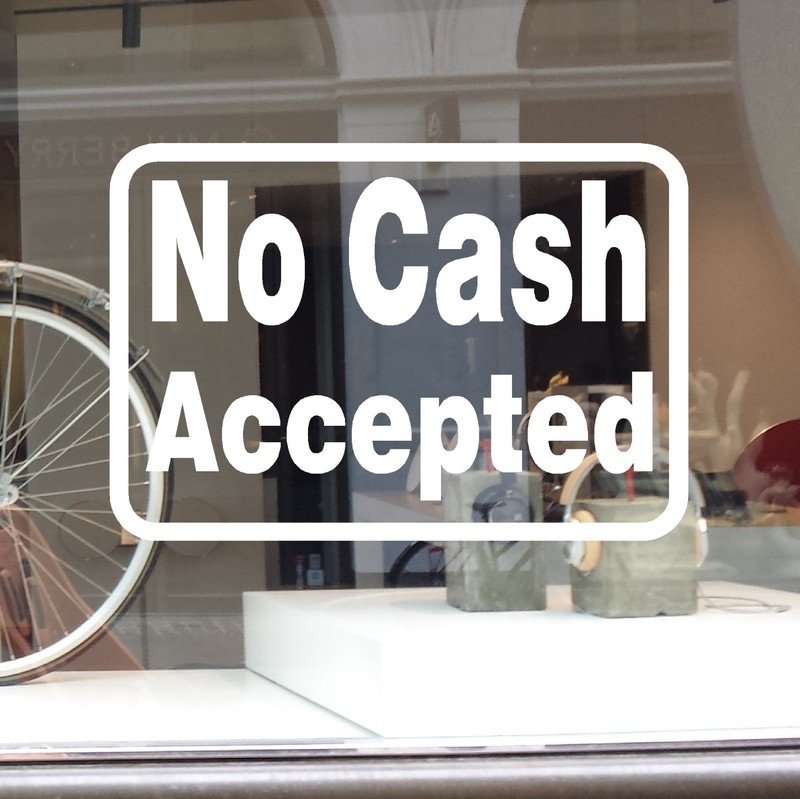 NO CASH ACCEPTED SIGN DECAL VINYL STICKER BUSINESS ON WINDOW WALL