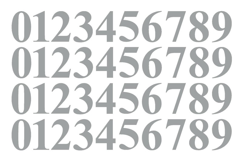 0-9 Numbers Silver Sticker Vinyl Decals CHOOSE SIZE!! 1″ To 12″ Set Of 40 (V646)