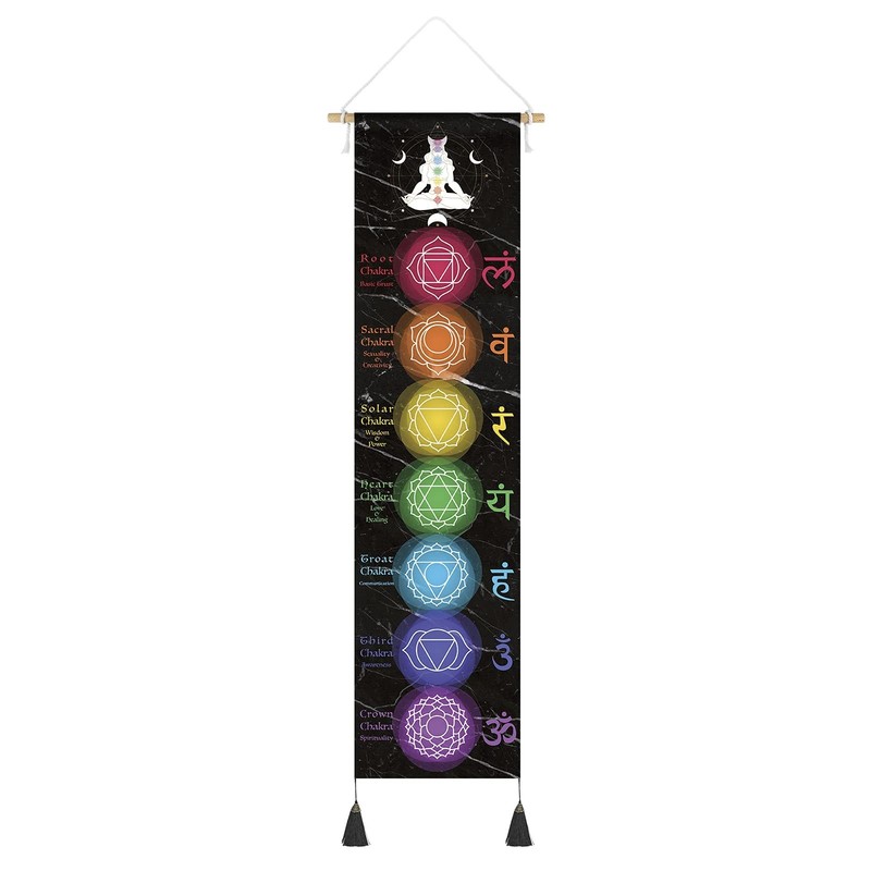 DigiTizerArt Hanging Poster Canvas Wall Art Banner for Meditation 7 Chakras Y...