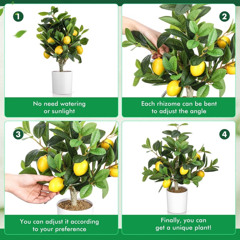 Giegxin 2 Pcs Artificial Lemon Tree 15.7 Inches Fake Artificial Potted Plants... gallery