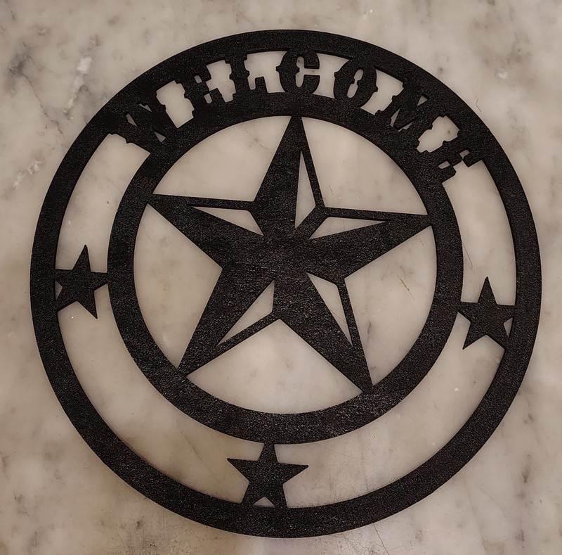 Black Welcome Star Sign 3D Print (New) 8 1/2 in x 9 in
