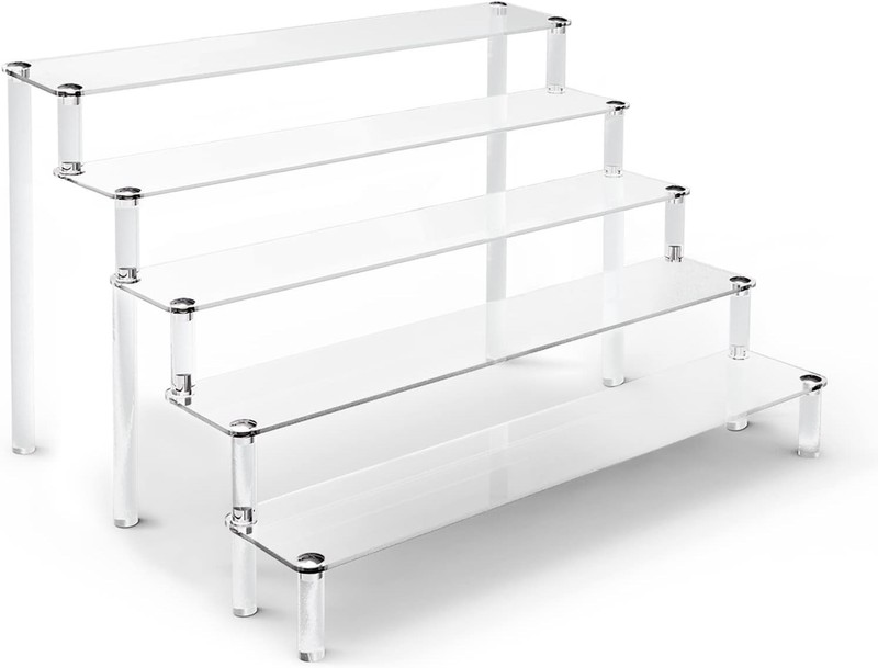 5 Tier Acrylic Stands for Display, Clear Display Stand Risers Shelf for Cupcakes