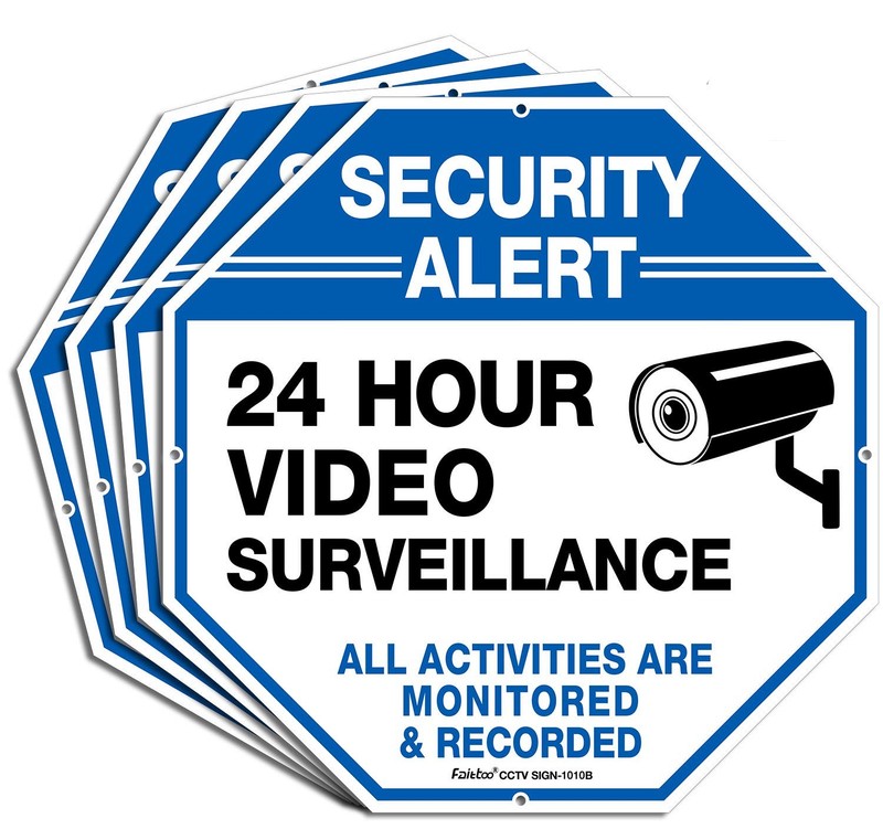 (4 Pack)”Security Alert – 24 Hour Video Surveillance, All Activities Monitore…