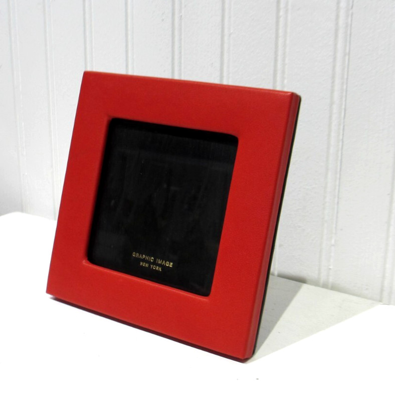 Frame Holds 4x4" Photo Square Leather RED Graphic Image gallery