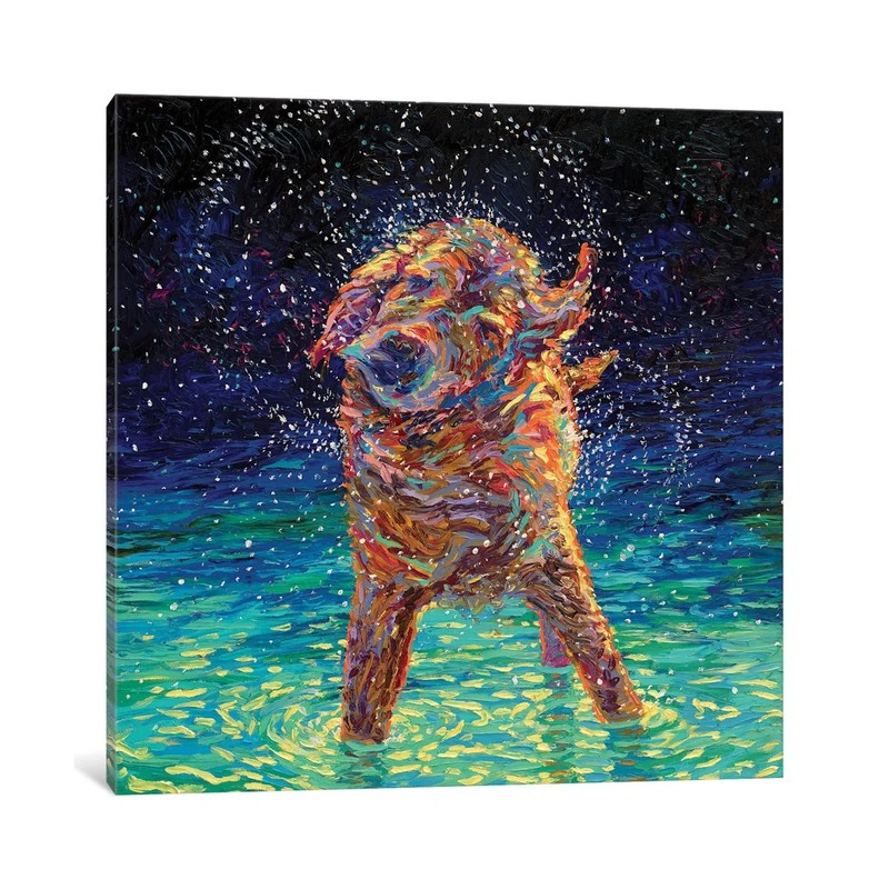 Golden Retriever on Moonlight Swim On Canvas by 12x12 in gallery