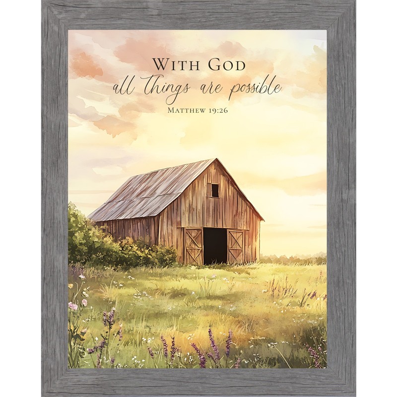 With God All Things Are Possible Framed Wall Art Matthew 19:26 Christian gallery