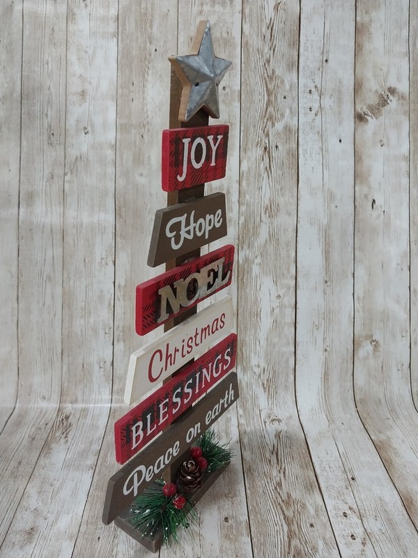 New! Christmas Tree Star Pallet Wood Sign Winter Decor Standing Hope Joy Noel gallery