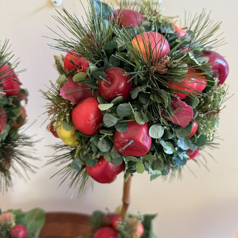 Vtg Potted Apple 21” Topiary Green Red Fruit Floral Tree French Country Decor gallery