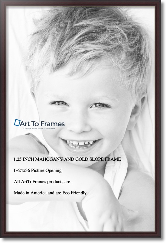 ArtToFrames Picture Frame Custom 1.25" Brown Mahogany and Gold Slope 4447 Small gallery