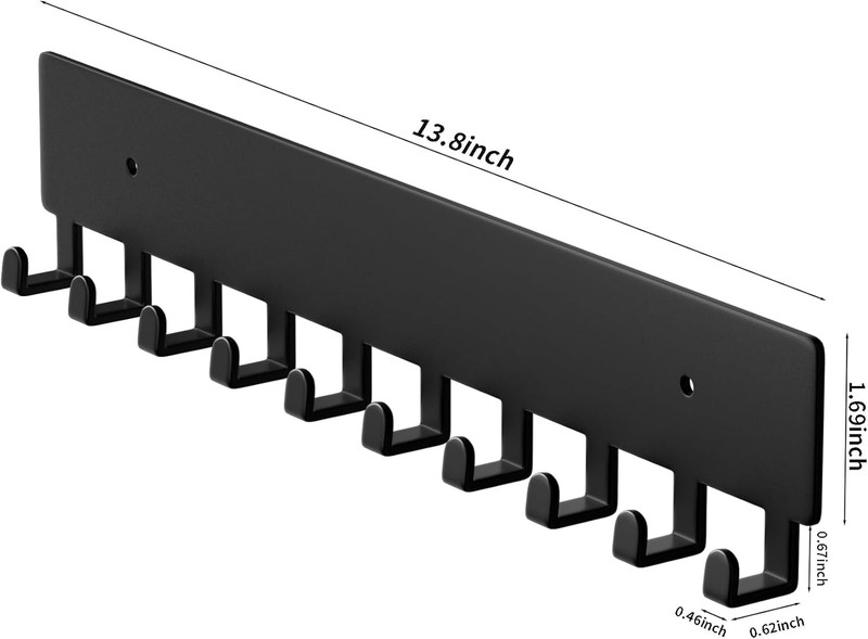 Wall Mounted Key Holder with 10 Hooks - Stylish Black Key Rack gallery