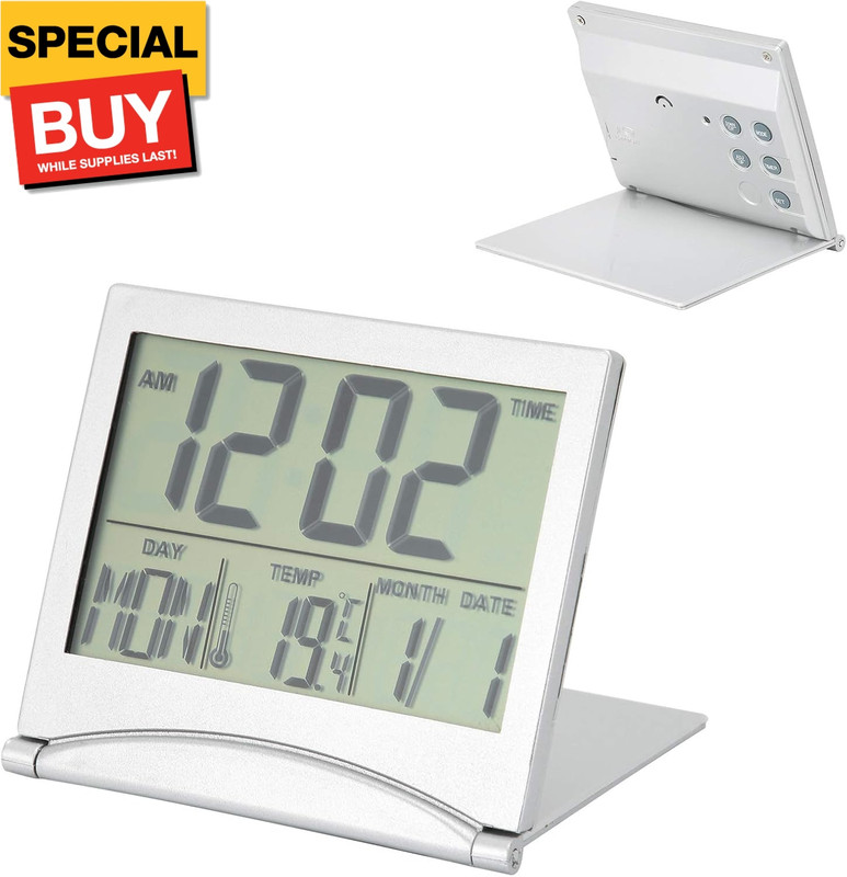 Electronic Compact Alarm Foldable Calendar Easy to Read Atomic Desktop Clock Aut gallery