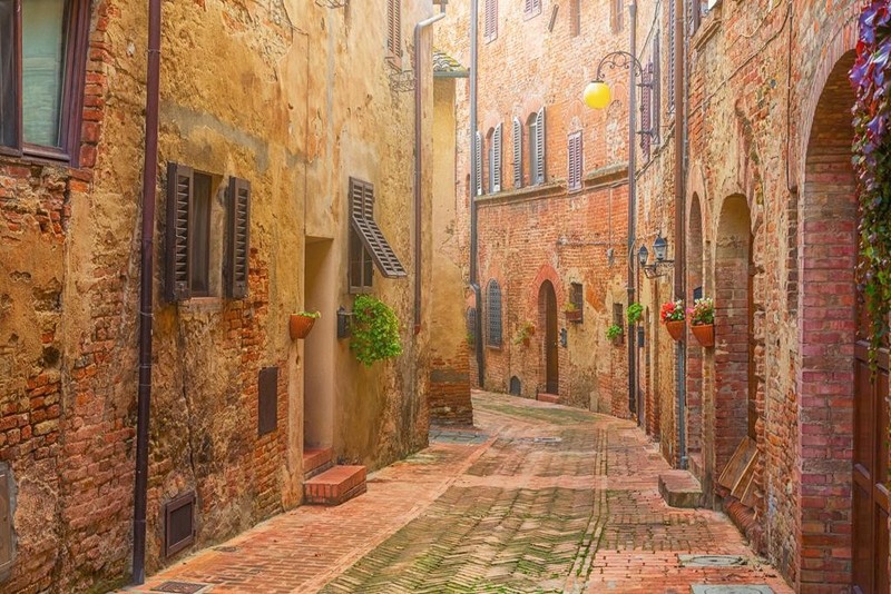 Narrow Street in Old Italian Town Tuscany Italy Photo Photograph Poster 36x24