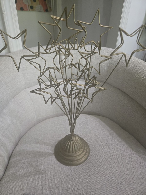 Large Gold Tone Stars Photo Wire Tree Card Display Holder Vintage