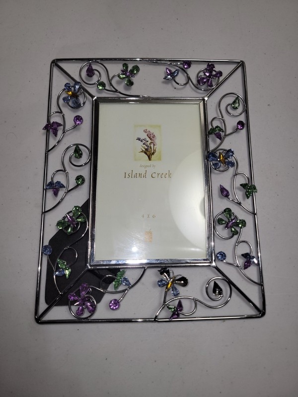 Colorful Wire Beaded Photo Frame 4 x 6 Photo Boho Flower Butterfly Beads 2003