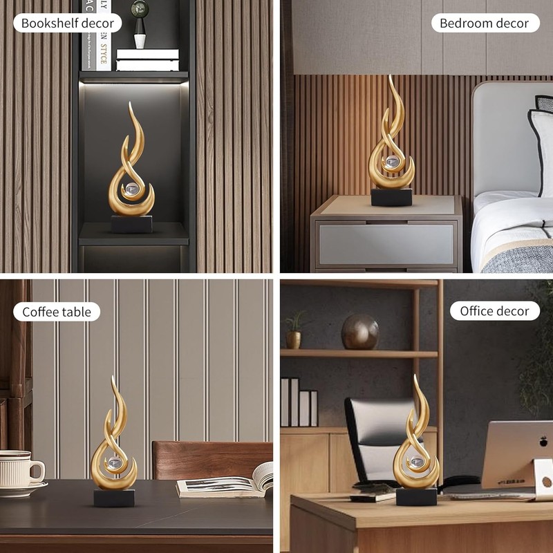 Gold Abstract Statue Sculpture Decorations, 11.61" H Modern Sculptures Home gallery