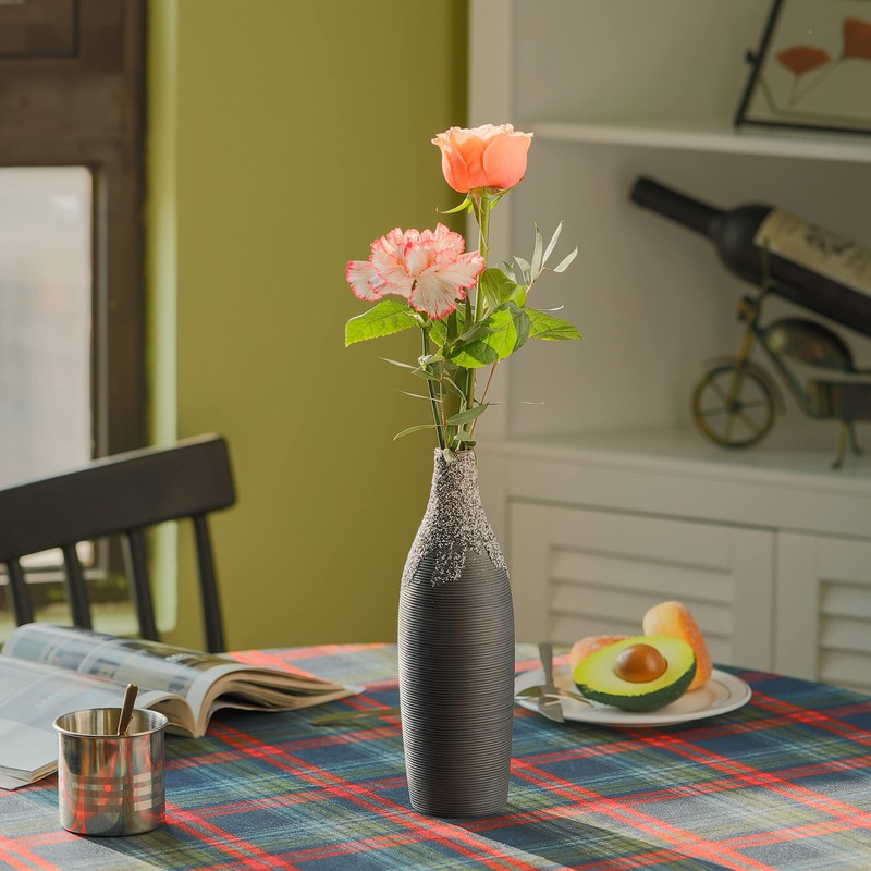Modern Decorative Ceramic Table Vase Ripped Design Bottle Shape Flower Holder... gallery