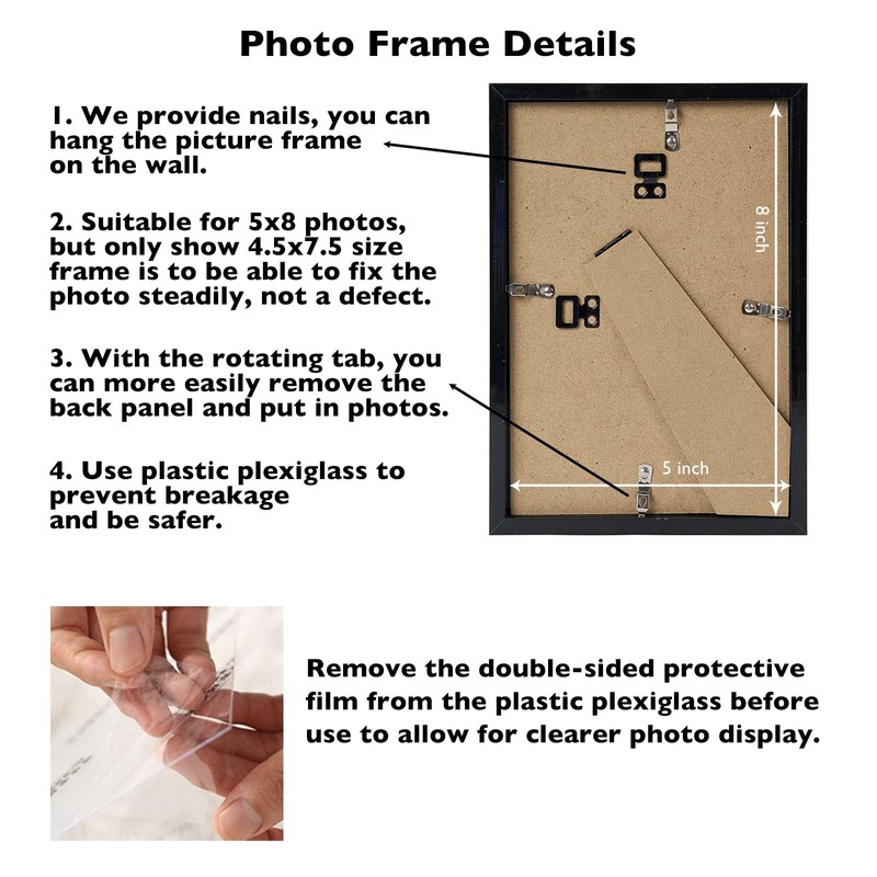 5x8 Black Picture Frame Wall or Tabletop w/ Shatter Resistant Plexiglass gallery