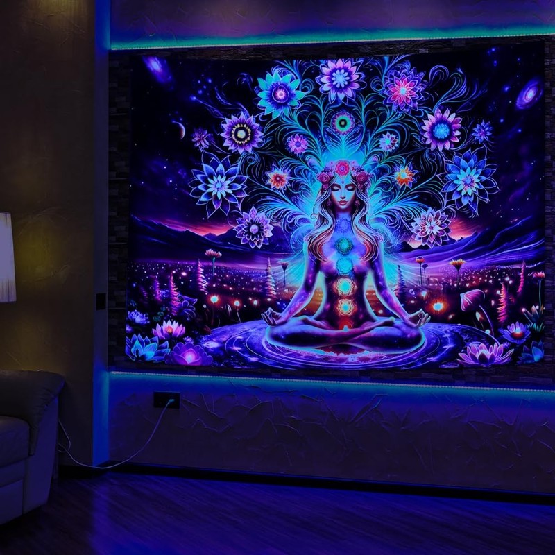 Seven Chakra Yoga Meditation Tapestry Flower Chakra Tapestries Galaxy Space P... gallery