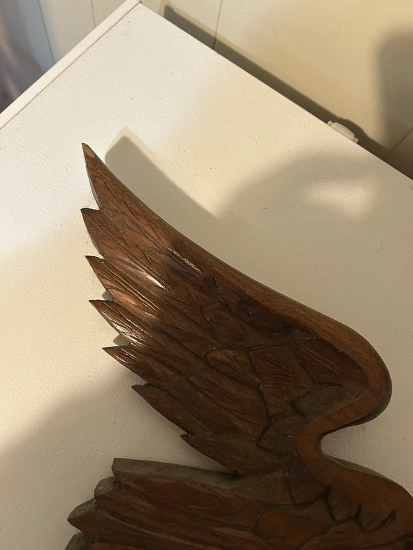 Hand Carved Wood Eagle Wall Plaque Americana Folk Art Patriotic Flag 27 1/2” gallery