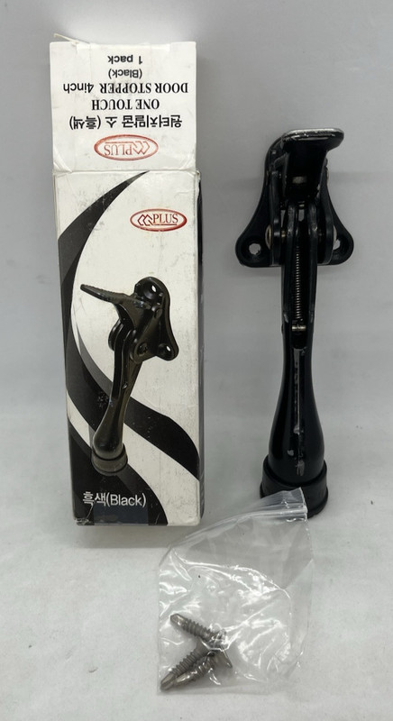 Door Stopper 4” Metal Door Stopper with Non-Slip Rubber Black w/Mounting Screws