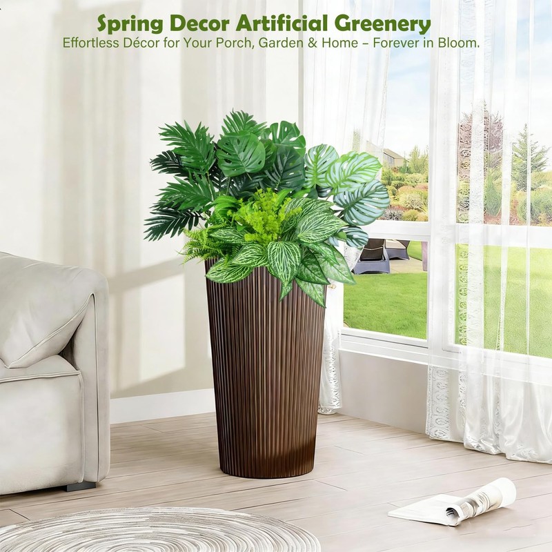 Large Artificial Greenery Plants Outdoor UV Resistant - 10 Bundles 24.8" Tall... gallery