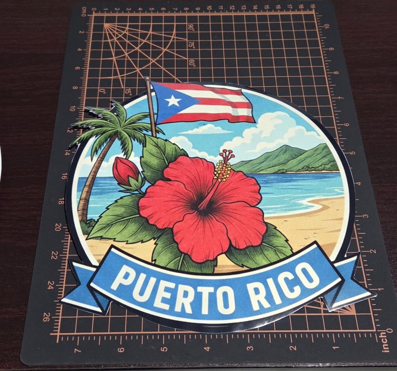 (8″L x 8″W) Puerto Rican laminated vinyl sticker