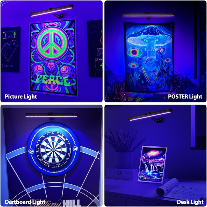 Black Light for Blacklight Tapestry,15'' Rechargeable Blacklight Picture Light gallery